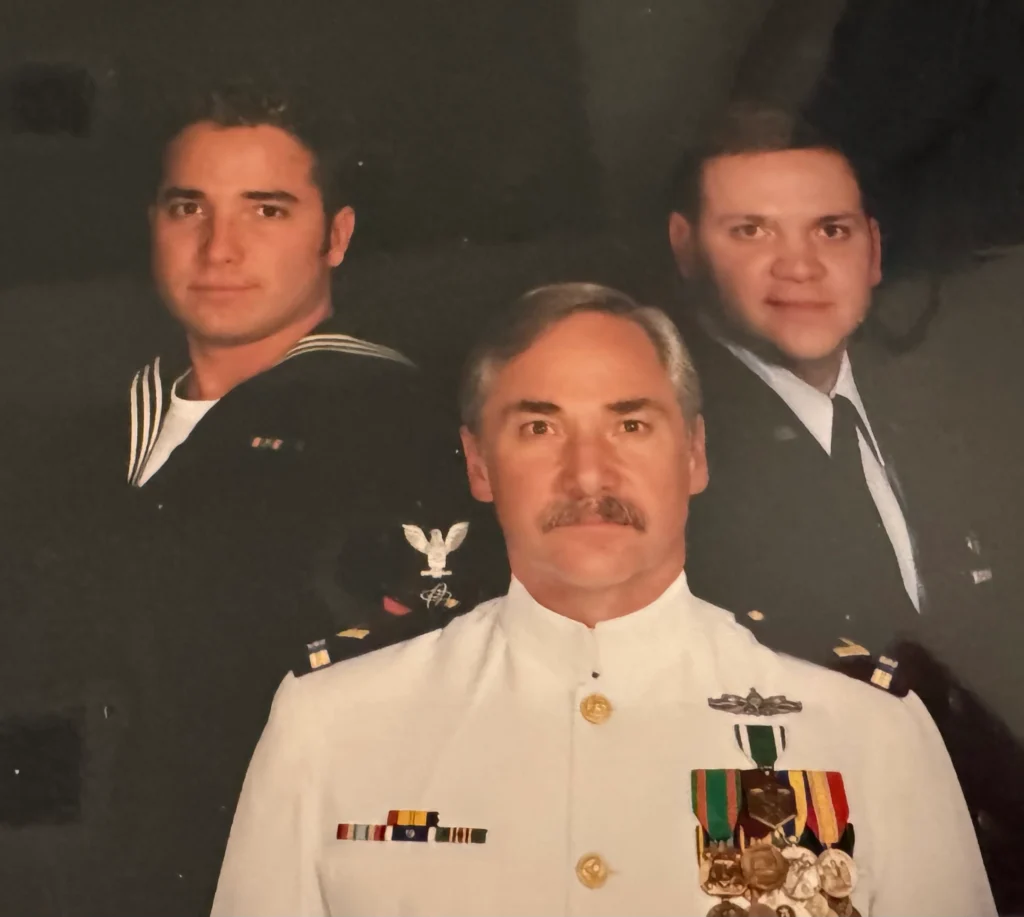 A photograph from James Teeple’s Navy years with fellow service members